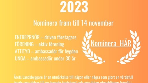 Nominera Årets Landsbyggare 2023