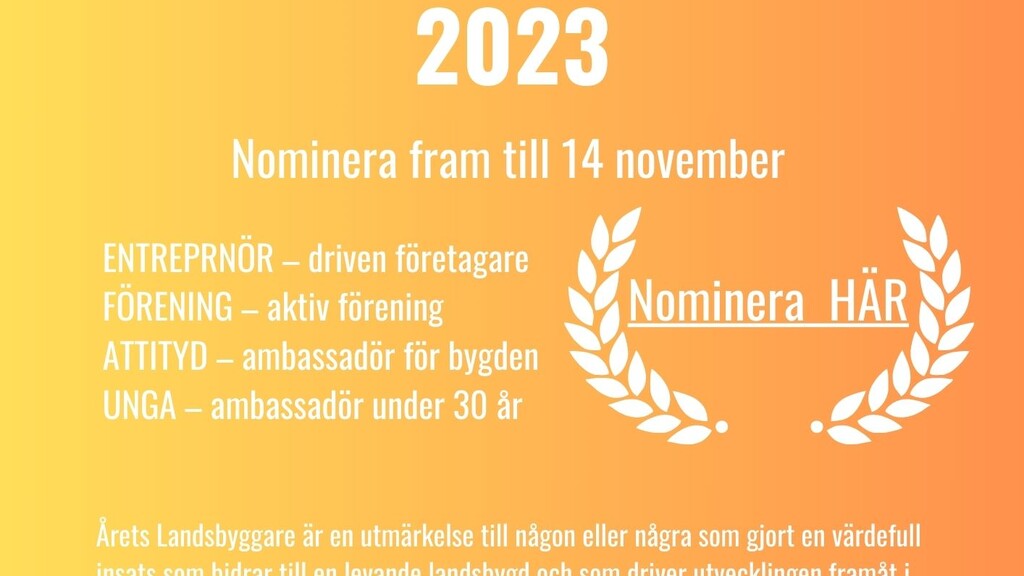 Nominera Årets Landsbyggare 2023