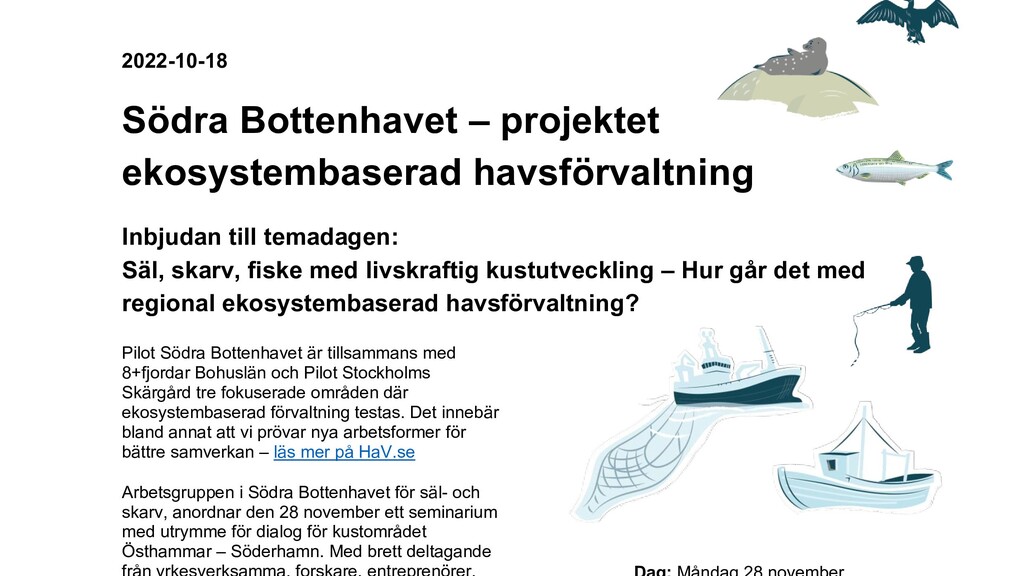 Inbjudan Säl och skarv 2022 11 28